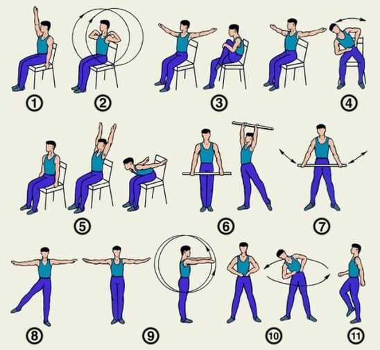 A number of exercises for osteocondrosis